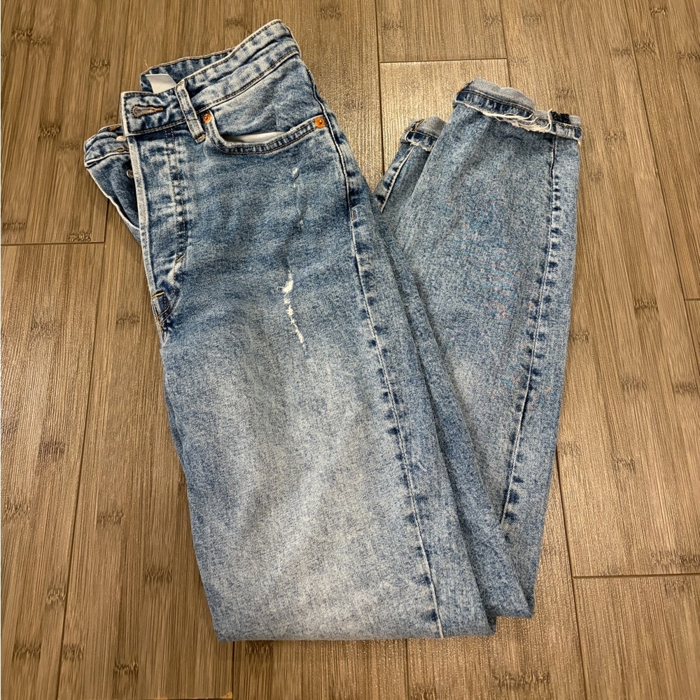Classic Denim Acid Wash Mom Jeans